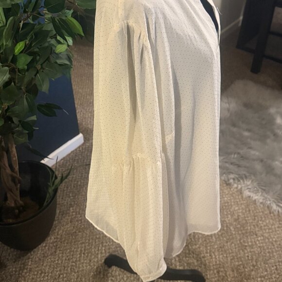 MICHAEL Michael Kors White and Gold Sheer Blouse - Picture 2 of 6